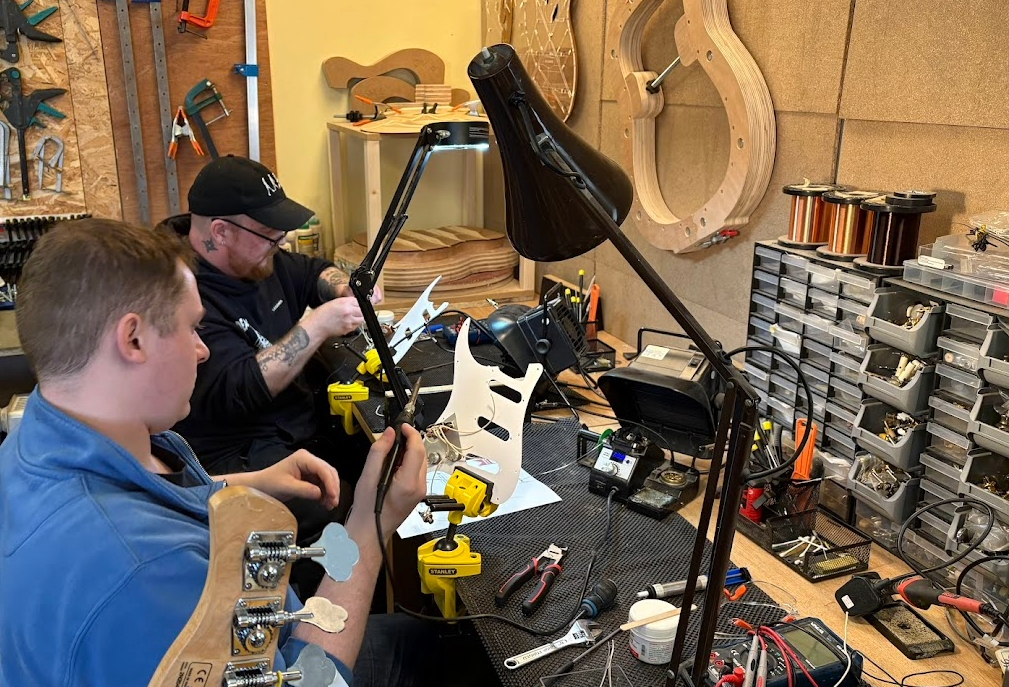 Students in the Guitar Electronics Workshop