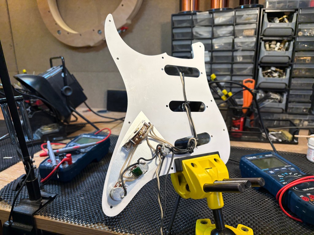 Completed guitar wiring harness from the Guitar Electronics workshop